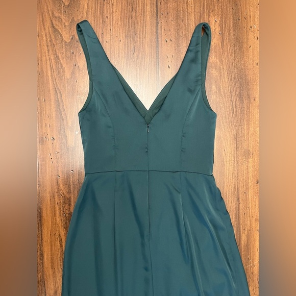 After Six Sleeveless Satin Faux Wrap Gown Size 2 Evergreen Mardi Gras Wedding - Picture 7 of 16